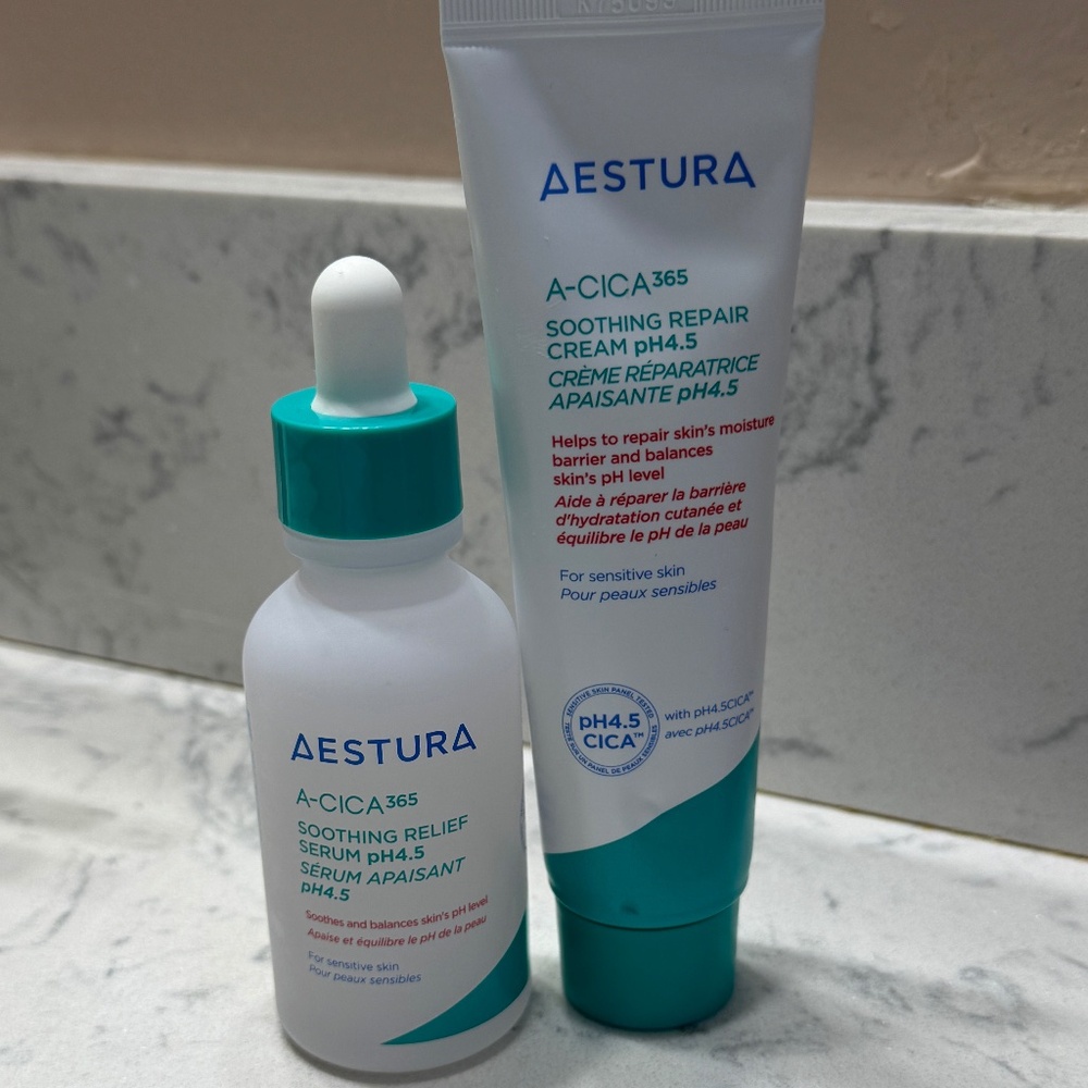 Aestura serum and cream with Centella